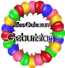 Mensajes Alemán Alles Gute zum Geburtstag Luftballons - Konfetti 008 