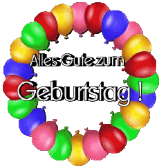 Messages German Alles Gute zum Geburtstag Luftballons - Konfetti 008 