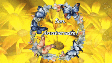 Messagi Francese Bon Anniversaire Papillons Sfondo animato 001 