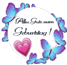 Messagi Tedesco Alles Gute zum Geburtstag Schmetterlinge Sfondo trasparente 010 