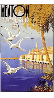Menton-Humor -  Fun Retro Posters - Places France Cote d Azur 