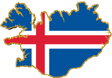 Bandiere Europa Islanda Carta Geografica 