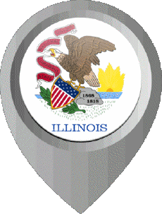 Flags America U.S.A - States Illinois Location Pin 