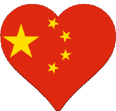 Banderas Asia China Corazón 