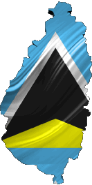 Flags America St. Lucia Map 