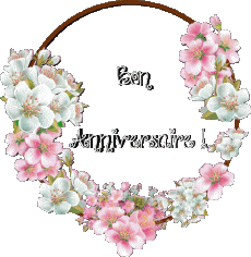 Messages French Bon Anniversaire Floral Transparent Background 017 
