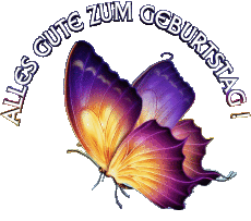 Mensajes Alemán Alles Gute zum Geburtstag Schmetterlinge Fondo transparente 001 