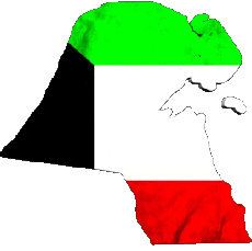 Drapeaux Asie Koweït Carte 
