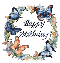 Nachrichten Englisch Happy Birthday Butterflies Transparenter Hintergrund 007 