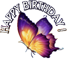 Messages English Happy Birthday Butterflies Transparent Background 001 