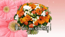 Messages Allemand Alles Gute zum Geburtstag Blumen Fond Animé 002 