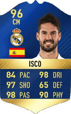 Multimedia Vídeo Juegos F I F A - Jugadores  cartas España Isco - Francisco Román Alarcón Suárez 