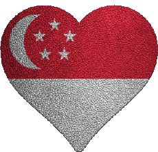 Banderas Asia Singapur Corazón 