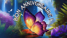Nachrichten Französisch Bon Anniversaire Papillons Animierter Hintergrund 003 