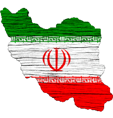 Flags Asia Iran Map 