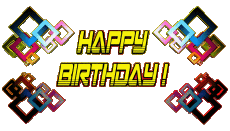 Messages English Happy Birthday Abstract - Geometric Transparent Background 003 