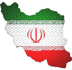 Fahnen Asien Iran Karte 