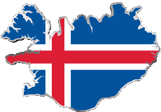 Bandiere Europa Islanda Carta Geografica 