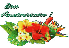Messagi Francese Bon Anniversaire Floral Sfondo trasparente 001 