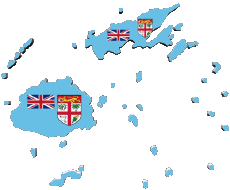 Bandiere Oceania Figi Carta Geografica 