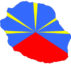 Flags France D.O.M - T.O.M La Réunion Map 