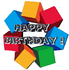 Messages English Happy Birthday Abstract - Geometric Transparent Background 004 