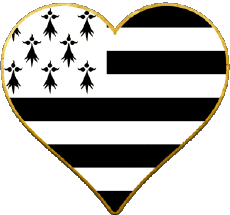 Bandiere Francia Regioni Bretagna Cuore 