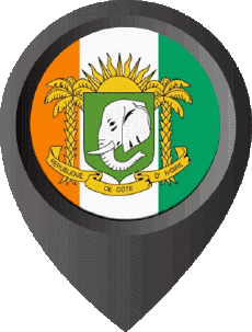 Flags Africa Ivory Coast Location Pin 