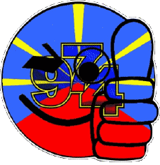 Banderas Francia D.O.M - T.O.M La Réunion Smiley - OK 
