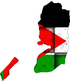 Flags Asia Palestine Map 