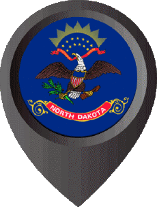 Flags America U.S.A - States Dakota North Location Pin 