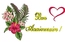Messages French Bon Anniversaire Floral Transparent Background 007 
