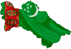 Drapeaux Asie Turkménistan Carte 