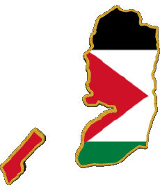 Flags Asia Palestine Map 