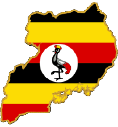 Banderas África Uganda Mapa 