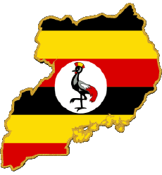 Bandiere Africa Uganda Carta Geografica 