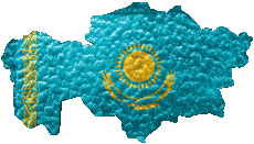 Bandiere Asia Kazakistan Carta Geografica 