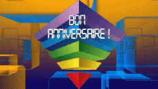 Messagi Francese Bon Anniversaire Abstrait - Géométrique Sfondo animato 002 