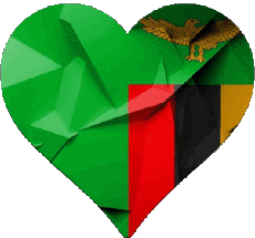 Drapeaux Afrique Zambie Coeur 