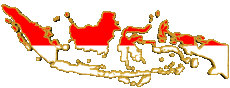 Drapeaux Asie Indonésie Carte 