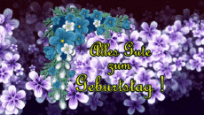 Messages Allemand Alles Gute zum Geburtstag Blumen Fond Animé 003 