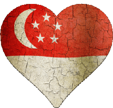 Banderas Asia Singapur Corazón 