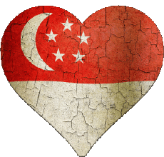 Bandiere Asia Singapore Cuore 