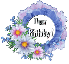 Messages Anglais Happy Birthday Floral Fond Transparent 020 