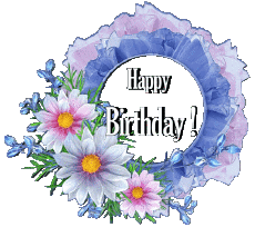 Nachrichten Englisch Happy Birthday Floral 020 