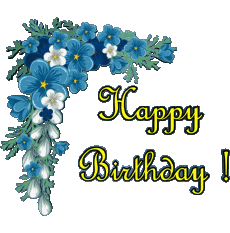 Messages Anglais Happy Birthday Floral Fond Transparent 002 