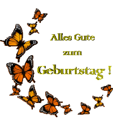 Messages Allemand Alles Gute zum Geburtstag Schmetterlinge Fond Transparent 009 