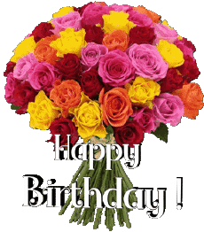 Messages English Happy Birthday Floral Transparent Background 016 
