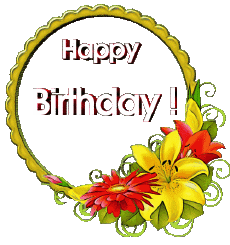 Messages Anglais Happy Birthday Floral Fond Transparent 017 