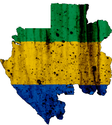 Fahnen Afrika Gabun Karte 